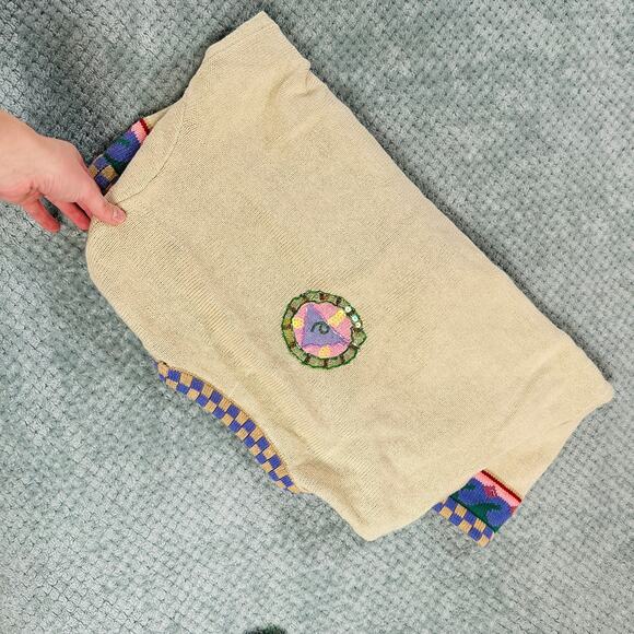 VINTAGE STORYBOOK KNITS BEADED COLORFUL KNIT TURTLE CHUNKY CARDIGAN SWEATER - Picture 7 of 7